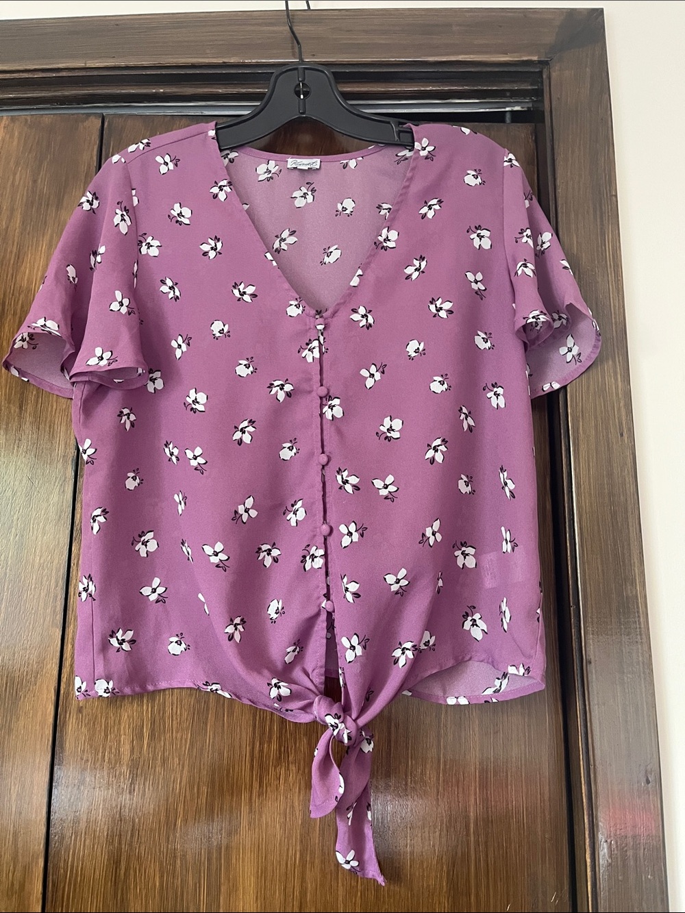 Kismet Mauve Floral Tie-Front Blouse